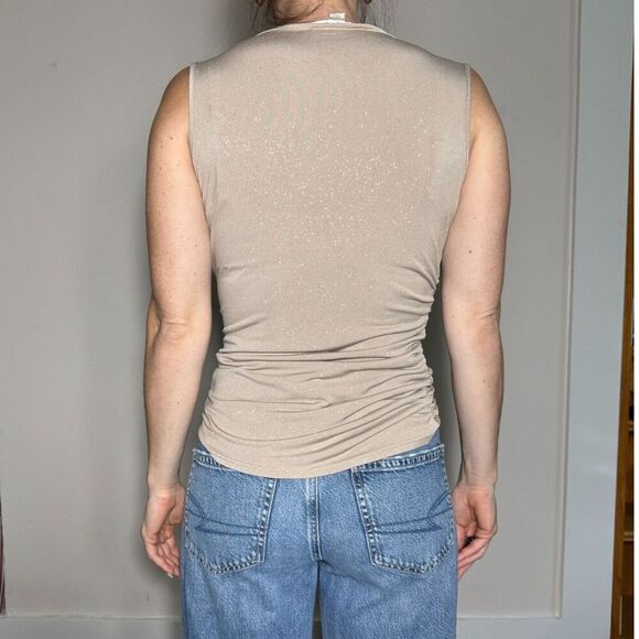 Boston Proper Gold Sparkly Cowl Sleeveless Top Size XS - Picture 3 of 5